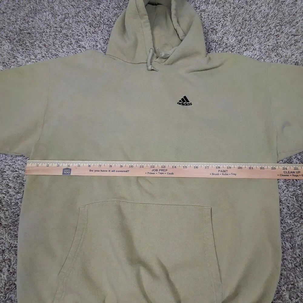 Vintage 90s Adidas Hoodie Sweatshirt Mens XL Off Green Made In USA Logo Hooded